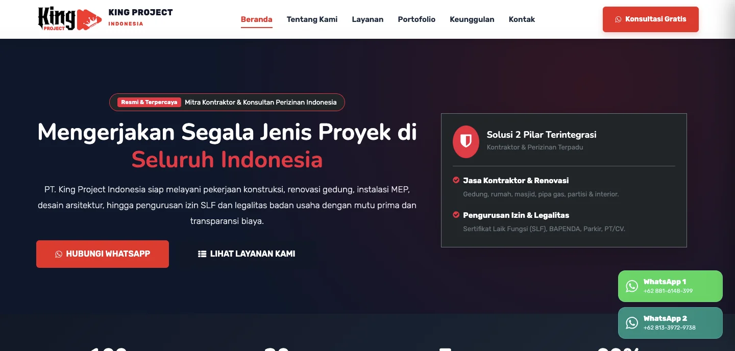 Contoh Website PT King Project Indonesia