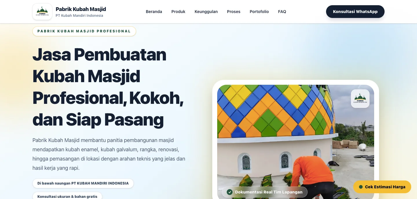 Contoh Website Pabrik Kubah Masjid