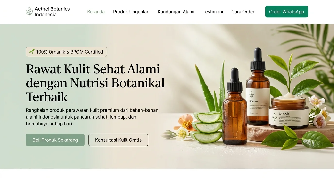 Contoh Landing Page Skincare & Retail Botanics