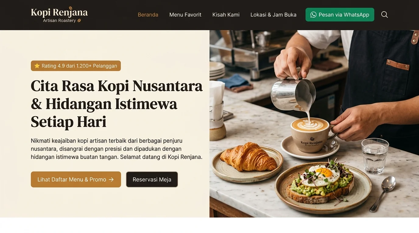 Contoh Landing Page Artisan Coffee & Cafe